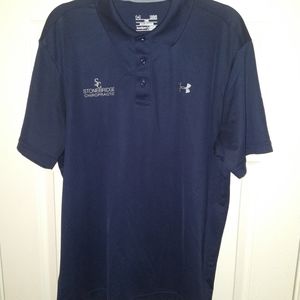 Under Armour Loose Heatgear Blue Short Sleeve Polo Shirt Men's sz Large